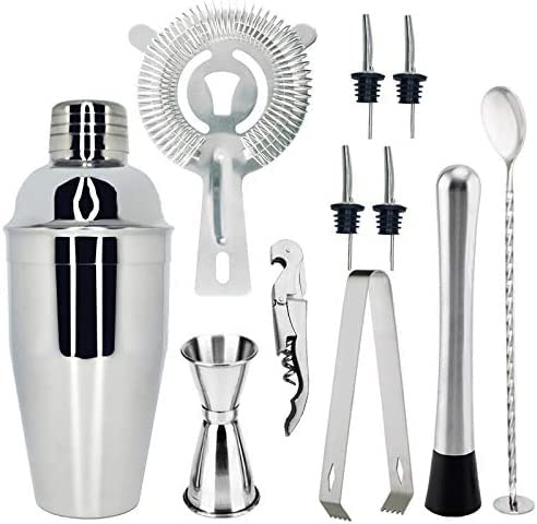 Kit con Soporte para Barra, coctelera y Set para Mezclar Bebidas - Herramientas de Barra, coctelera, el Mejor Kit de Barman para Principiantes, Utensilios de Cocina