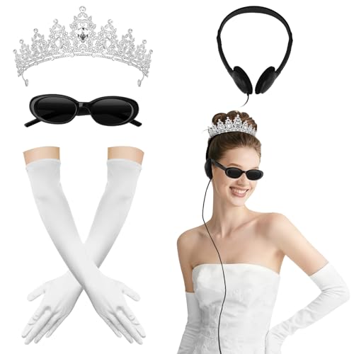 Semato Princess Costume Accessories for Women Crown Long Gloves and Sunglasses Set for Women