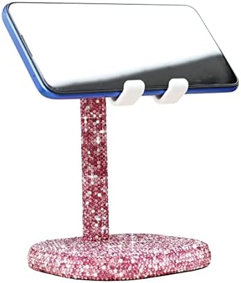 Bling Bling Rhinestone Crystal Phone Stand, Adjustable Cell Phone Stand, Phone Holder for Desk, Desktop Holder, Cradle Compatible with iPhone Xs Xr 8 7 6s Plus 11 Pro Max Samsung Smartphones SL (Pink)