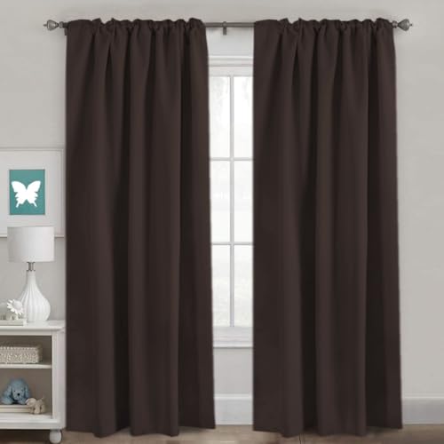 Image of H.VERSAILTEX Blackout Curtains Thermal Insulated Window Treatment Panels Room Darkening Blackout Drapes for Living Room Back Tab /Rod Pocket Bedroom Draperies, 52 x 96 Inch, Chocolate Brown, 2 Panels