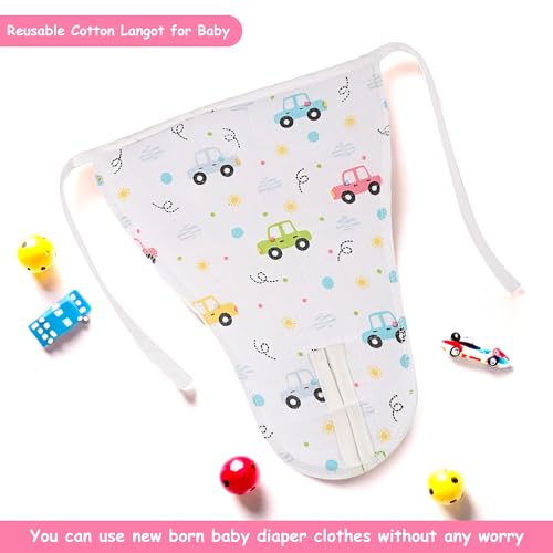 Image of Kuber Industries Pack of 6 Washable & Soft Padded Baby Cotton Nappies & Diapers | Reusable Cotton Langot for Baby 0 to 6 Month - Large | White