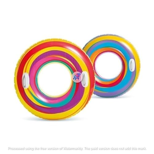 Image of Swirly Whirly 36IN Inflatable Swimming Rings for Summer Fun |Swim Tube for Kids 9+| Round Pool Float for Beach Party, Lake for Adult| Water Safety Floater with 2 Handles- Pack of 1
