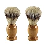 Iconikal 2-Pack Wood Handled Badger Hair Shaving Brush for Use With Aeorsol-Free Shaving Cream