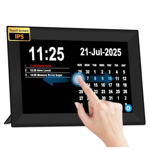 Jazeyeah10.1 Touch Screen Extra Large Digital Clock with Date and Day for Elderly,Medicine Reminders,Dementia Alzheimers Clocks for Seniors, 64 Alarm 40 Reminders, Auto DST,Thanksgiving Gift (Black)