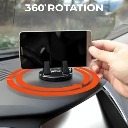 Image of 360 Rotating Car Dashboard Phone Holder - Universal Anti-Slip Navigation Bracket for Trucks, SUVs & Cars - Adjustable Stand for Portrait & Landscape Viewing (Waterproof, Pack of 1)