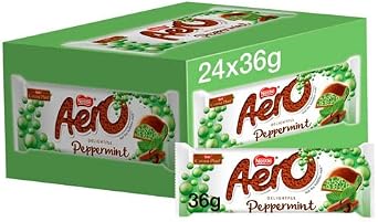 Nestle Aero Bubble Peppermint Chocolate Bars Mouth Melt Smooth Box Pack 24 x 36g