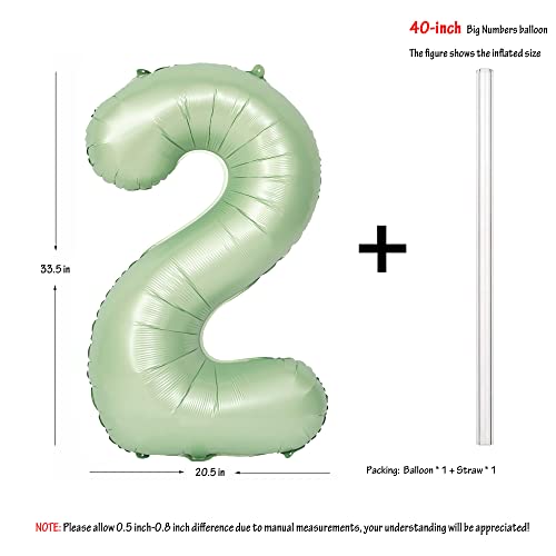 Image of 40 In Olive Green Number Balloons 2 Giant Helium Foil Mylar Green Balloon | Birthday Party Decorations Suitable For Boys' And Girls' Birthday Parties Anniversary celebration digital 2