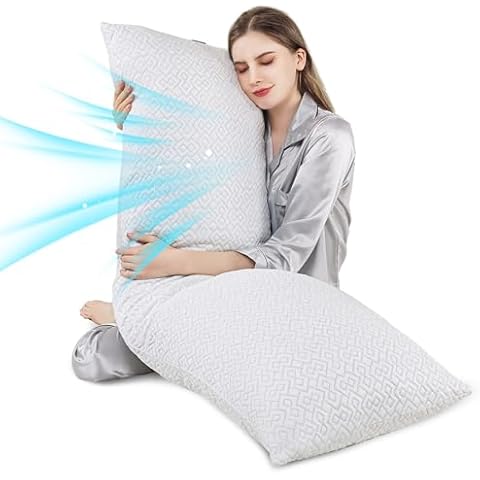 OHOCO Body Pillow for Adults,Long Pillow for Bed Full Body Pillows for Sleeping 20x54 Inches Shredded Memory Foam & Cooling Cover with Zipper - Ideal Support for Side Back Sleeper and Pregnant Women Cover