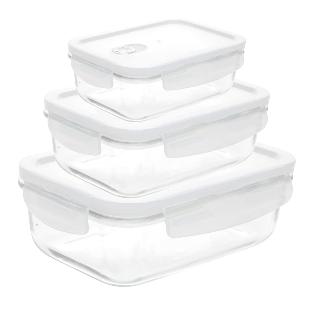 Cutting EDGE Glass Containers - Set of 3 -3 Cutting EDGE Glass Containers - Set of 3 -3