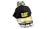 CAT Padded Palm Utility Work Gloves and Work Hat with LED Headlamp Light 2 Set (black hat, white gloves)