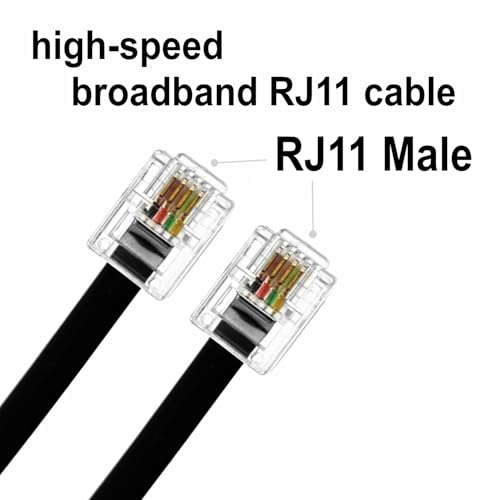 JZK 2M schwarzes Hochgeschwindigkeits-Breitbandkabel (RJ11), Telefonverlängerungskabel, Internet-DSL-Kabel, ADSL-Kabel, für Router, Festnetztelefon, Faxgerät, Modem