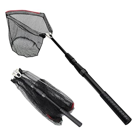 SAN LIKE Fishing Net with Telescopic Pole and Rubber Coated Mesh Cover