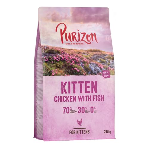 Purizon Kitten Huhn & Fisch | Katzenfutter trocken | mit 70% hochwertigen tierischen Zutaten | ohne Getreide | 2,5 KG