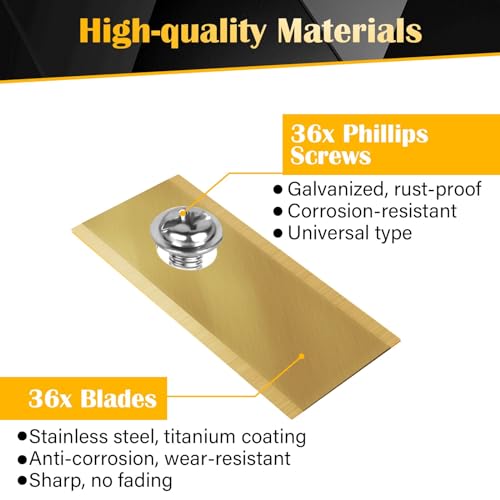 36-delige set robotmaaiermessen voor Worx, reservemes van roestvrij staal en titanium met schroeven, grasmaaiermes, robotmaaier, accessoires, compatibel met Worx Landxcape Einhell robotmaaier - Afbeelding 4