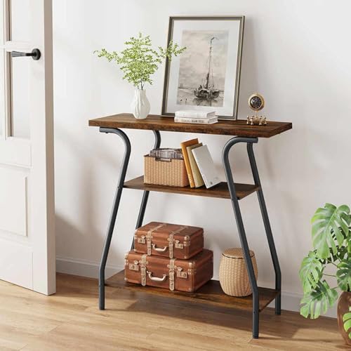 Consola de almacenamiento elegante de 3 niveles y madera natural 5