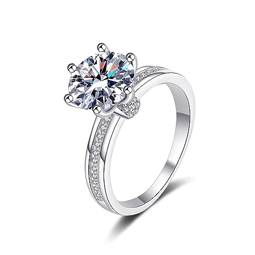 Bague de fiançailles en moissanite ronde de 3 carats, le cadeau de mariage idéal
