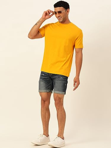 Image of Solid Soft Cloth Round Neck Cotton Relaxed Fit T Shirt