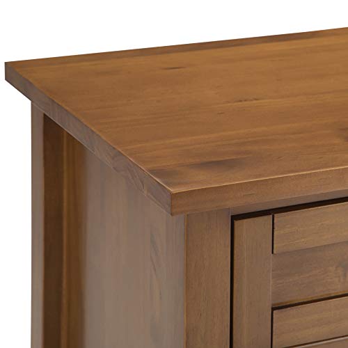 SIMPLIHOME Warm Shaker Bedside Table - 24 inch Wide Solid Wood Nightstand in Light Golden Brown, Transitional Bedroom Side or End Table with 2 Drawers, Open Shelf Storage and Brushed Nickel Hardware by SIMPLIHOME - Image 7
