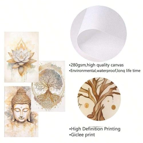 Statues de Bouddha toile zen pour mur vide salon triptyque