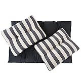 PATIO Palettenkissen Set 120 x 80 cm Termi Gartenmöbel Kissen Bank Gartenbank Sofa Palettenmöbel Auflage Polster Sizkissen Rückenkissen gesteppt Streifen grau schwarz Ecru