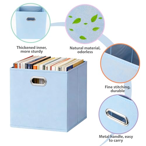 lompyeu Aufbewahrungsbox 30*30*30 cm , 6er Set Aufbewahrungsboxen Faltbar | Kallax Boxen für Kallax Regal | Stoffboxen mit Metallgriffen | Farbcodierte Organizer für Kinderzimmer