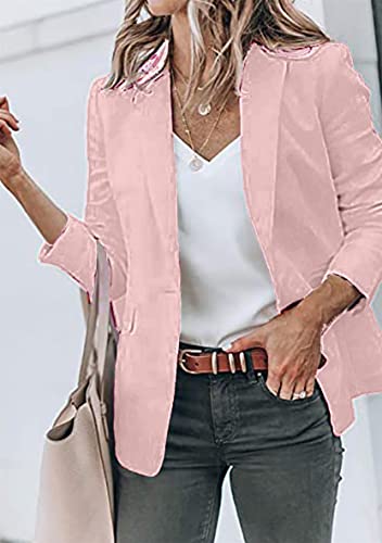 WIWIQS Womens Long Sleeve Button Casual Blazer Lapel Open Front Suit Jackets Lightweight Work Office Blazers2