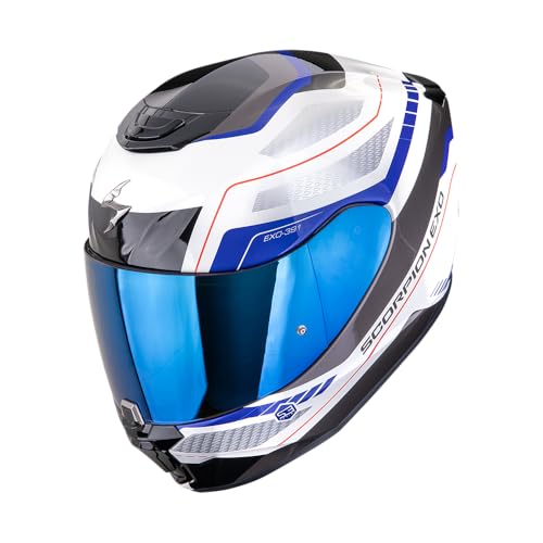 Casco Scorpion EXO-391 Leo Blanco-Azul XS, protección integral de carretera