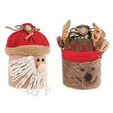 LOORGVEL Weihnachtsbonbonbox 2 Stück aus Metall mit Rentier und Senioren Motiv Süßigkeiten Aufbewahrung Desktop Weihnachtsschmuck