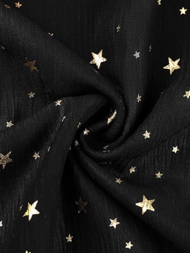 Image of Allegra K Party Midi Dress for Women Ruffle Short Sleeve Elastic Waist A-Line Metallic Star Dresses