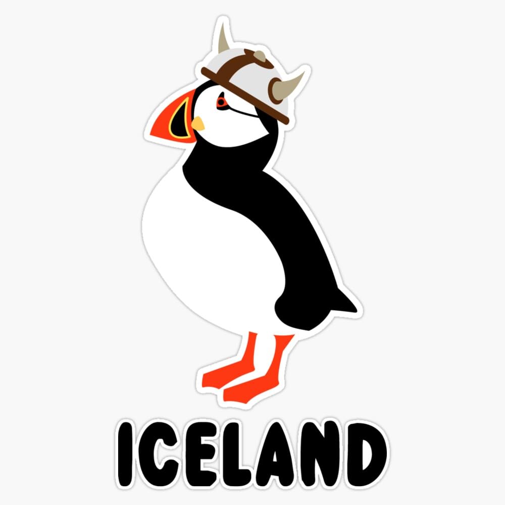 Puffin Viking of Iceland Window Bumper Sticker Decal 5"