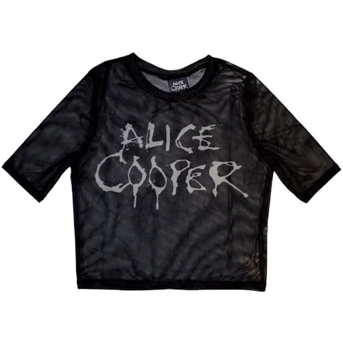 Crop top Alice Cooper en maille filet transparente style grunge