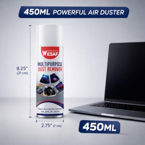 Image of WESAF Dust Remover Spray 450ml | Multipurpose High-Pressure, Residue-Free Air Duster for Electronics, Air Conditioner, Camera, Keyboard, Mobile, PC, TV, Precision Tools & Home Use - Non-Corrosive