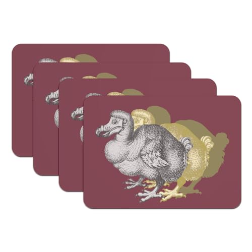 Sets de table dodo oiseau rouge en caoutchouc de qualité supérieure grand format