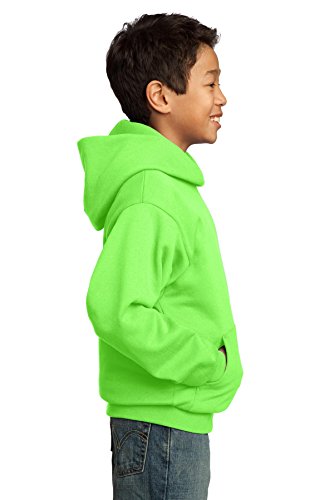 Port & Company - Youth Core Fleece Pullover Hooded Sweatshirt M Neon Green #TOP1