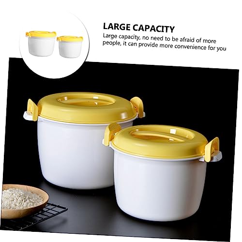 RORPOIR 2pcs Thermal Microwave Pressure Cooker Pasta Cooker Pot Soup Bowl Rice Plastic Large+Small Travel - Thumbnail 5