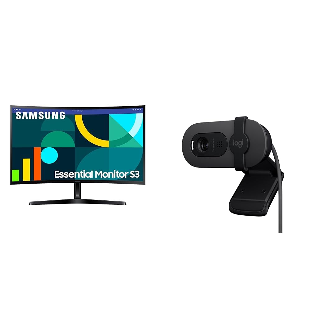 Samsung 27" (68.5cm) 100Hz Curved Monitor|1800R Curved Screen|100Hz|4ms|SRGB 95%|Ports-HDMI,D-Sub,Headphone|Game Mode|EyeSaver Mode|16.7M Color Support + Logitech Brio 100 Full HD 1080P Webcam-picture-37