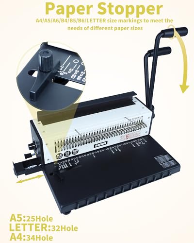 Rayson TD-1500B34R Binding Machine, Round Holes, 3:1 Pitch Wire-O Binder Punch 15 Sheets/Bind 130 Sheets with Sturdy Metal Construction - Thumbnail 5