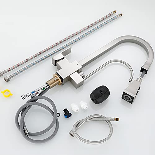 Robinet cuisine 3 voies direct eau potable mitigeur télescopique noir - 8