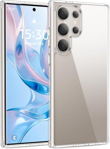 Image of ClearPC Clear Hard PC Case for Samsung Galaxy S24 Ultra, Anti-Yellow Transparent Back Cover, Anti-Scratch, Raised Camera Protection Shockproof Wireless Charging Compatible NonYellowing (Clear)