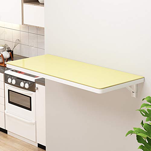 JCPQDWTD Table Pliante Murale avec Plateau en Verre trempé, Bureau d'ordinateur à abattant Moderne en marbre Blanc pour la Maison, Le Bureau et la Cuisine.