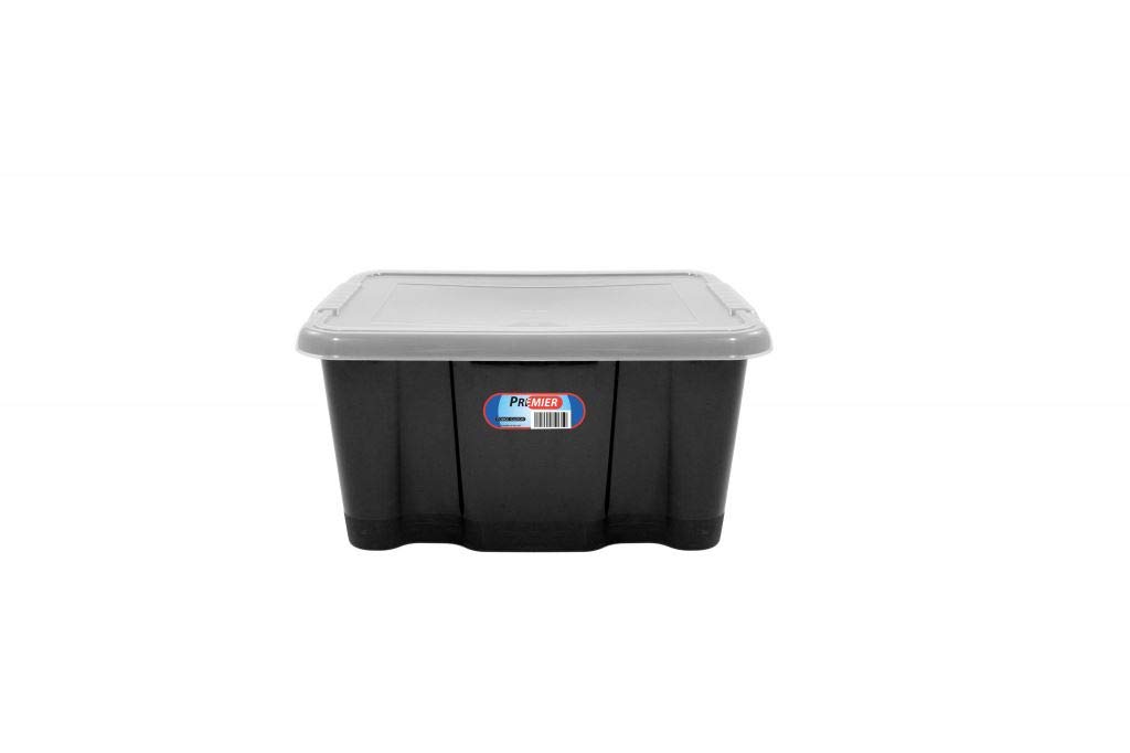 Premierr 24 Litre Black Storage Box With Lid Stackable Storage Boxes