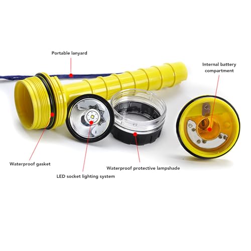 Linterna de buceo LED impermeable en color amarillo para exploraciones 4