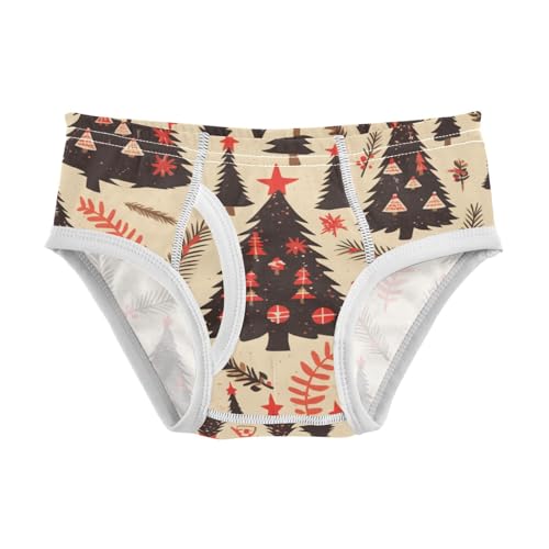 KLL Buffalo Plaid Christmas Trees Little Boys Cotton Briefs Underwear Breathable Children Undies