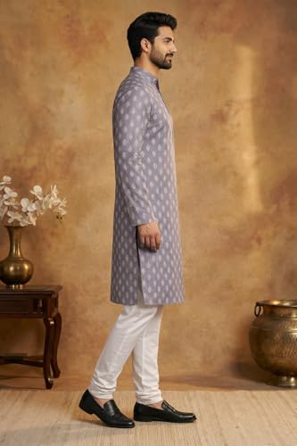 Image of Amazon Brand - Tavasya Men Floral Printed for Regular Fit Kurtas | Ethnic Wear | Festive | Cotton Blend | Knee Length