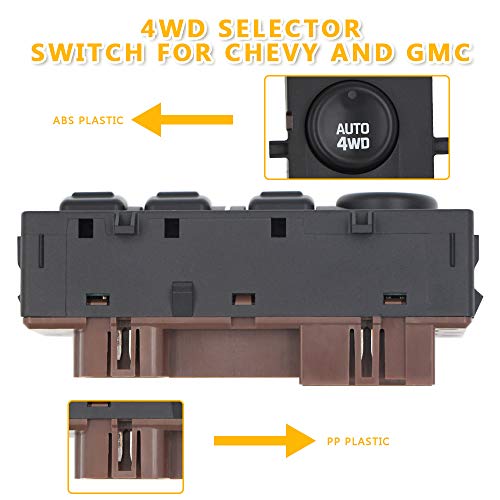 hikotor 4WD Wheel Drive Switch Replacement 4 x 4 Transfer Case Dash Selector for Cadillac Escalade Chevy Silverado Chevrolet Suburban Avalanche Tahoe GMC Yukon Fits to 15136039 15164520 19259313 - Thumbnail 5