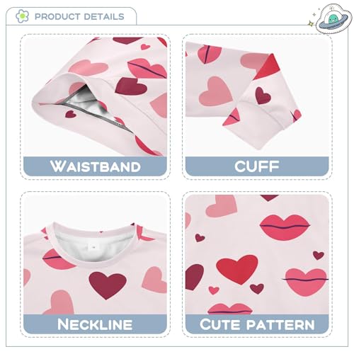 JUNZAN Valentines Lps Hearts Pink Little Girls Hooded Sweatshirt Crewneck Sweatshirts for Boys Sports 4T3
