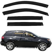 Tape On Window Visor Deflectors Compatible with 2007-2013 Acura MDX, Acrylic Slim Style Smoke Tinted Window Rain Guards, Sun Wind Side Vent Visor Set, 4 Pieces