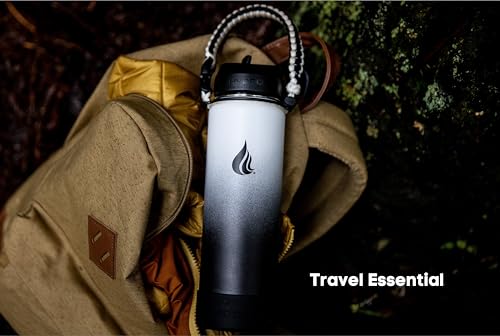 Image of HYDRO CELL Stainless Steel Insulated Water Bottle with Straw - For Cold & Hot Drinks - Metal Vacuum Flask with Screw Cap and Modern Leakproof Sport Thermos for Adults (Black /White 24oz)