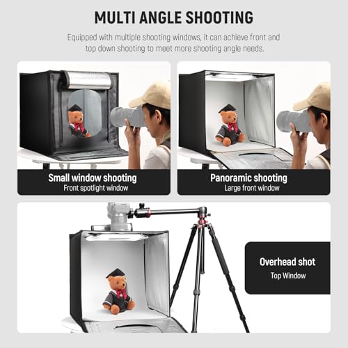 NEEWER 50W Upgraded Photo Studio Light Box, 24"x24" Portable Folding Photography Lightbox, 4 Backdrops, 5600K 160 LEDs 5200lx/0.5m Dimmable Picture Booth Shooting Tent for Jewelry Electronics, LP60