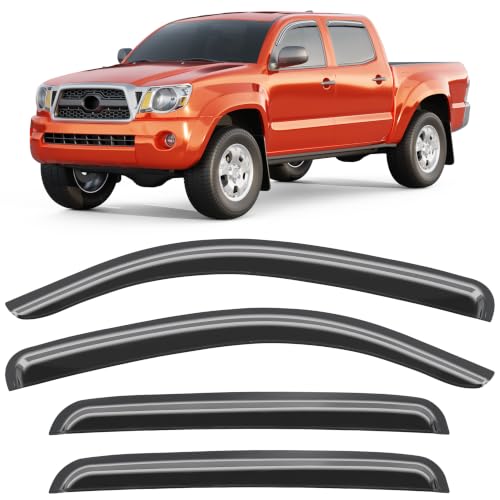 Image of Tape-on Rain Guards Fit for Toyota Tacoma 2005-2015 Double Cab Extra-Thick Window Rain Guard Window Deflectors Window Vent Visors Truck Vent Shades Exterior Car Accessories-4PCS